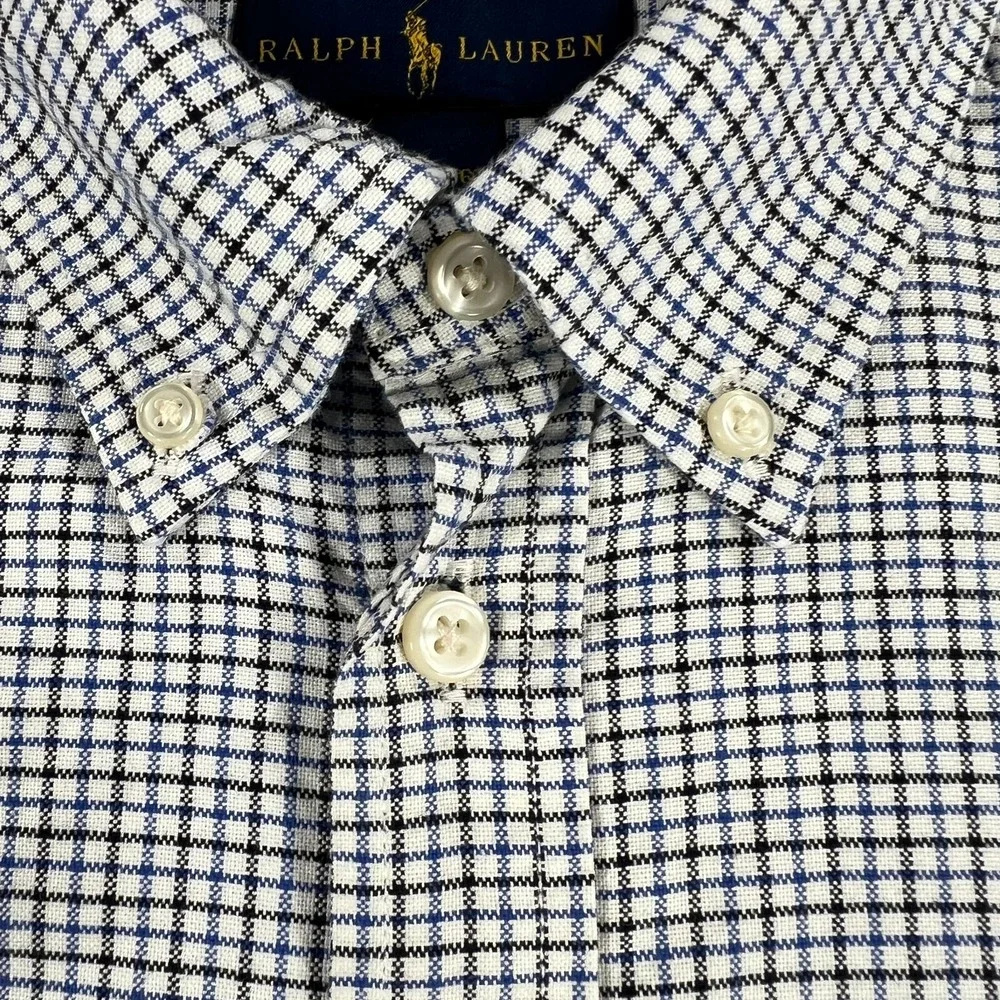 Ralph Lauren Shirt Youth Boys Large Blue Check Long Sleeve Button Down Dress